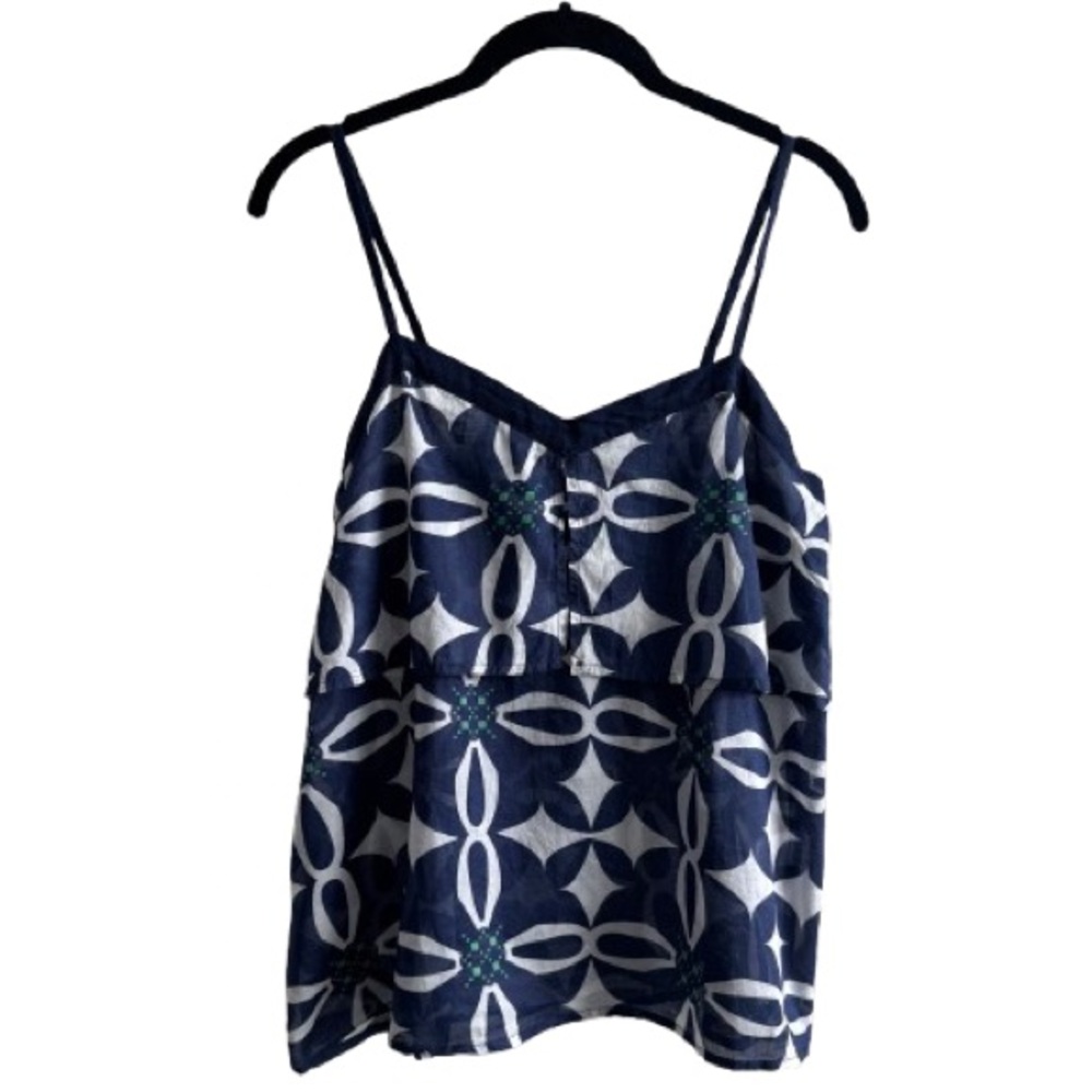 Michael Stars Geometric Blue Green Spaghetti Strap Tank Top 100% Cotton Boho